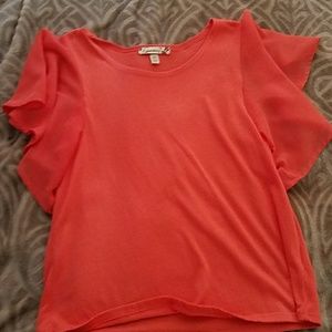 Orange/peach blouse with butterfly sleeves